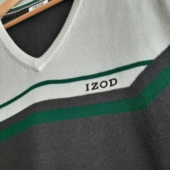 IZOD Golf Sweater Vest Colorblock Grey & White Men's Sz XL - Picture 5 of 8